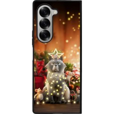 Coque Samsung Galaxy Z Fold6 - Silicone rigide noir Christmas 25 Xmas Cat