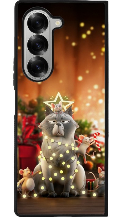 Samsung Galaxy Z Fold6 Case Hülle - Silikon schwarz Christmas 25 Xmas Cat