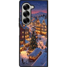 Coque Samsung Galaxy Z Fold6 - Silicone rigide noir Christmas 25 Xmas Village