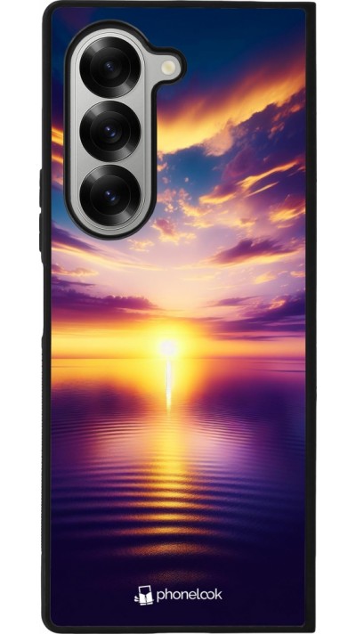 Samsung Galaxy Z Fold6 Case Hülle - Silikon schwarz Sonnenuntergang gelb violett