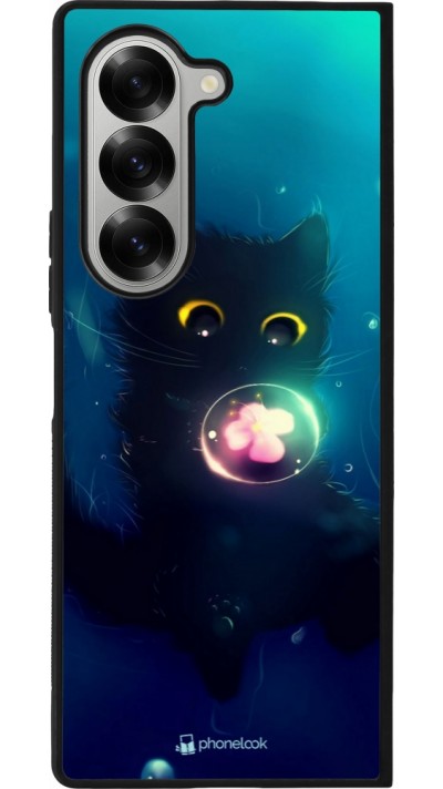 Samsung Galaxy Z Fold6 Case Hülle - Silikon schwarz Cute Cat Bubble