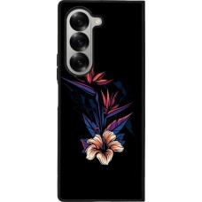 Coque Samsung Galaxy Z Fold6 - Silicone rigide noir Dark Flowers