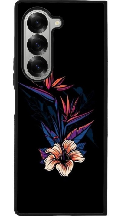 Samsung Galaxy Z Fold6 Case Hülle - Silikon schwarz Dark Flowers