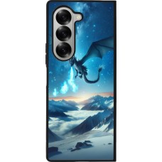 Coque Samsung Galaxy Z Fold6 - Silicone rigide noir Dragon nocturne montagne