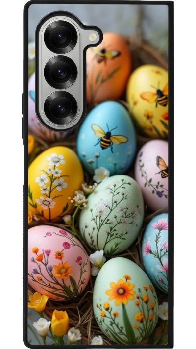 Coque Samsung Galaxy Z Fold6 - Silicone rigide noir Easter 2026 Eggs with bees