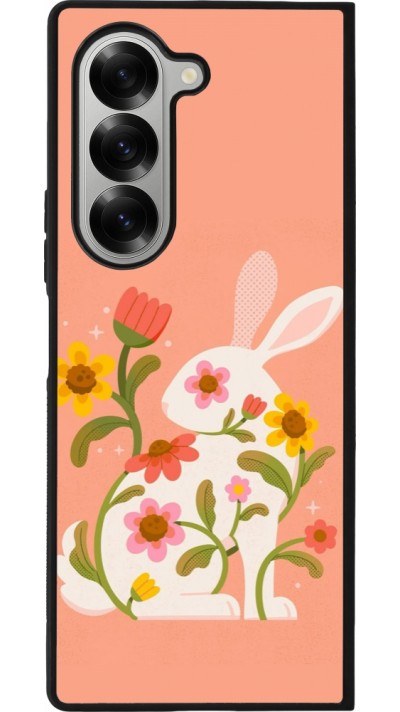 Coque Samsung Galaxy Z Fold6 - Silicone rigide noir Easter 2026 Rabbit collage