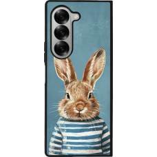 Coque Samsung Galaxy Z Fold6 - Silicone rigide noir Easter 2026 Rabbit navy
