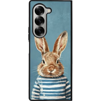 Coque Samsung Galaxy Z Fold6 - Silicone rigide noir Easter 2026 Rabbit navy