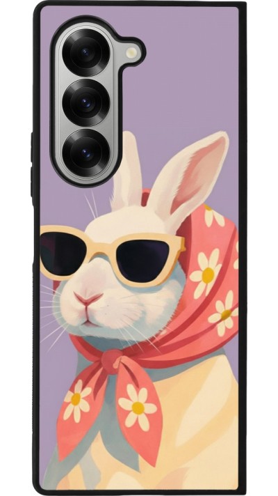 Coque Samsung Galaxy Z Fold6 - Silicone rigide noir Easter 2026 Rabbit with scarf