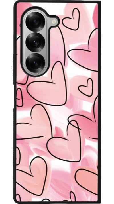 Samsung Galaxy Z Fold6 Case Hülle - Silikon schwarz Easter 2023 pink hearts