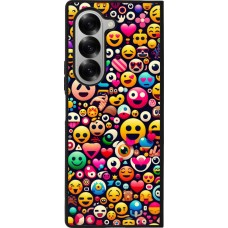 Coque Samsung Galaxy Z Fold6 - Silicone rigide noir Emoji Mix Color