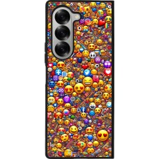 Coque Samsung Galaxy Z Fold6 - Silicone rigide noir Emoji mixed