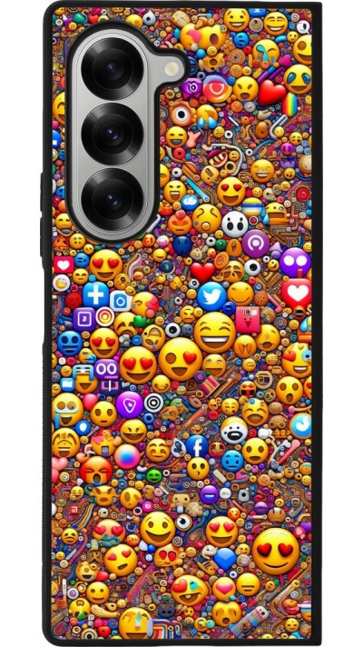 Samsung Galaxy Z Fold6 Case Hülle - Silikon schwarz Emoji gemischt