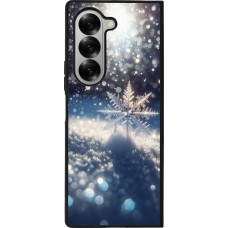 Coque Samsung Galaxy Z Fold6 - Silicone rigide noir Flocon Solaire Éclat