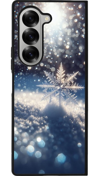 Samsung Galaxy Z Fold6 Case Hülle - Silikon schwarz Schneeflocke Solar Glanz
