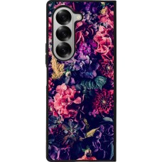 Coque Samsung Galaxy Z Fold6 - Silicone rigide noir Flowers Dark