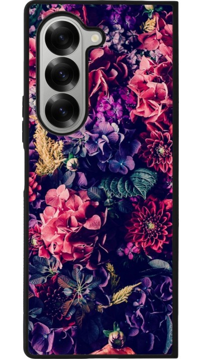 Samsung Galaxy Z Fold6 Case Hülle - Silikon schwarz Flowers Dark