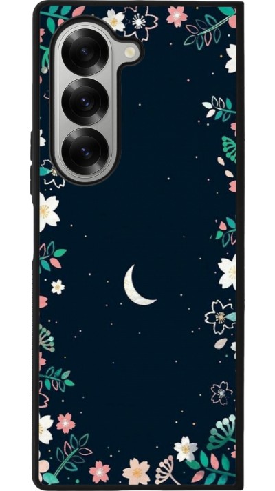 Samsung Galaxy Z Fold6 Case Hülle - Silikon schwarz Flowers space