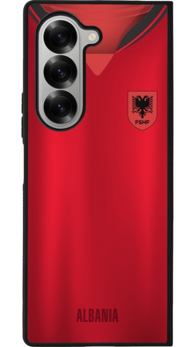 Coque Samsung Galaxy Z Fold6 - Silicone rigide noir Maillot de football Albanie personnalisable