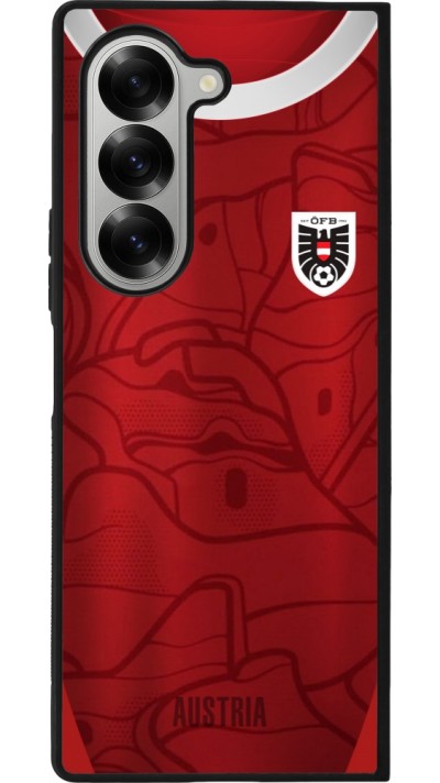 Coque Samsung Galaxy Z Fold6 - Silicone rigide noir Maillot de football Autriche personnalisable