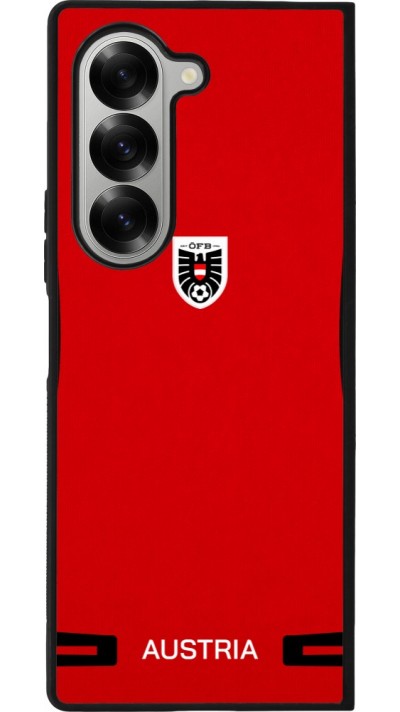 Coque Samsung Galaxy Z Fold6 - Silicone rigide noir Maillot de football Autriche 2026 personnalisable