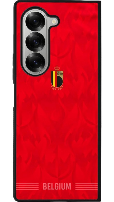 Coque Samsung Galaxy Z Fold6 - Silicone rigide noir Maillot de football Belgique 2026 personnalisable