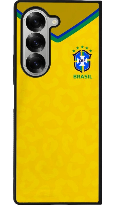 Coque Samsung Galaxy Z Fold6 - Silicone rigide noir Maillot de football Brésil 2022 personnalisable