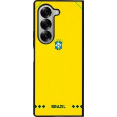 Coque Samsung Galaxy Z Fold6 - Silicone rigide noir Maillot de football Bresil 2026 personnalisable