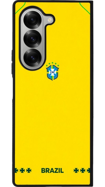Coque Samsung Galaxy Z Fold6 - Silicone rigide noir Maillot de football Bresil 2026 personnalisable
