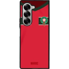 Coque Samsung Galaxy Z Fold6 - Silicone rigide noir Maillot de football Maroc 2022 personnalisable