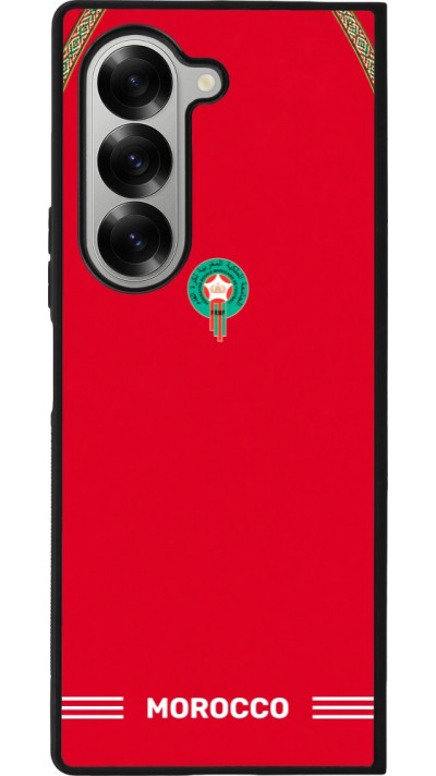 Coque Samsung Galaxy Z Fold6 - Silicone rigide noir Maillot de football Maroc 2026 personnalisable