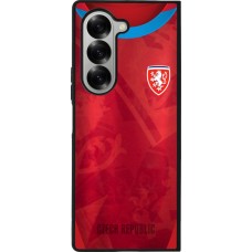 Coque Samsung Galaxy Z Fold6 - Silicone rigide noir Maillot de football République Tchèque personnalisable