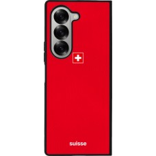 Coque Samsung Galaxy Z Fold6 - Silicone rigide noir Maillot de football Suisse 2026 personnalisable