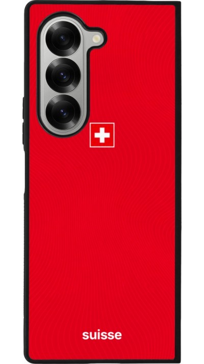 Coque Samsung Galaxy Z Fold6 - Silicone rigide noir Maillot de football Suisse 2026 personnalisable