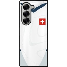 Coque Samsung Galaxy Z Fold6 - Silicone rigide noir Maillot de football Suisse Extérieur personnalisable