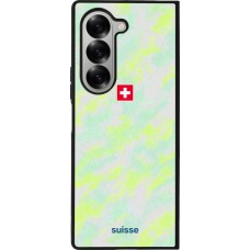 Coque Samsung Galaxy Z Fold6 - Silicone rigide noir Maillot de football Suisse Away 2026 personnalisable