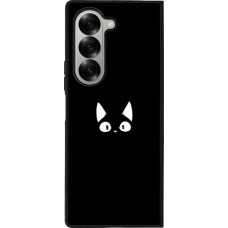 Coque Samsung Galaxy Z Fold6 - Silicone rigide noir Funny cat on black