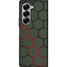 Coque Samsung Galaxy Z Fold6 - Silicone rigide noir Geometric Line red
