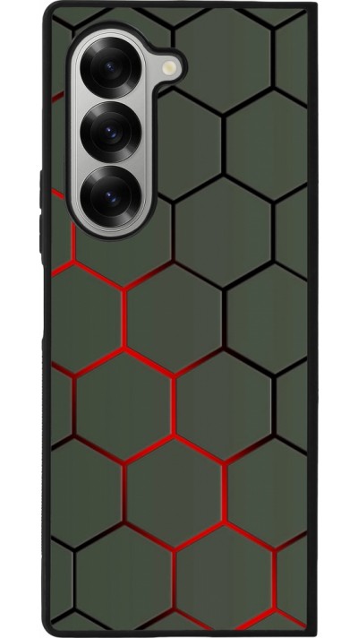 Coque Samsung Galaxy Z Fold6 - Silicone rigide noir Geometric Line red