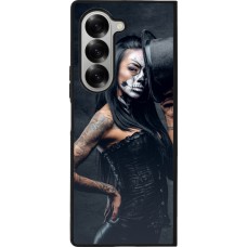 Coque Samsung Galaxy Z Fold6 - Silicone rigide noir Halloween 22 Tattooed Girl