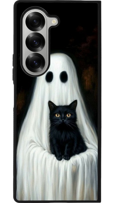 Samsung Galaxy Z Fold6 Case Hülle - Silikon schwarz Halloween 2025 Ghost with black cat