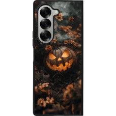 Samsung Galaxy Z Fold6 Case Hülle - Silikon schwarz Halloween 2025 Pumpkin with flowers