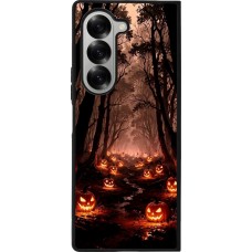 Coque Samsung Galaxy Z Fold6 - Silicone rigide noir Halloween 2025 Road of Terrifying Pumpkins