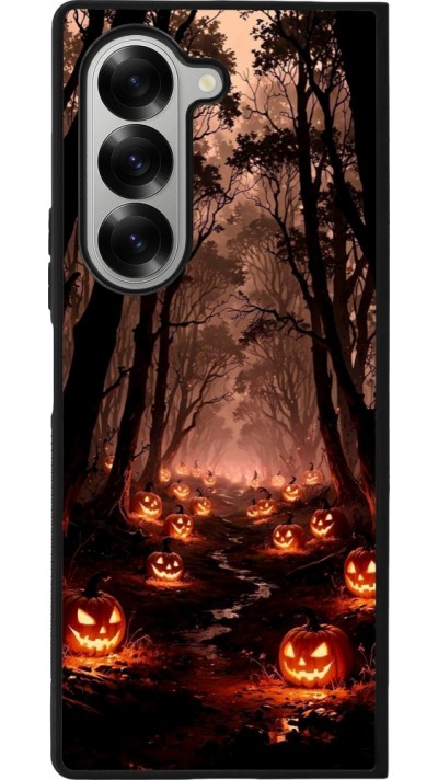 Samsung Galaxy Z Fold6 Case Hülle - Silikon schwarz Halloween 2025 Road of Terrifying Pumpkins