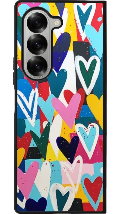 Samsung Galaxy Z Fold6 Case Hülle - Silikon schwarz Joyful Hearts