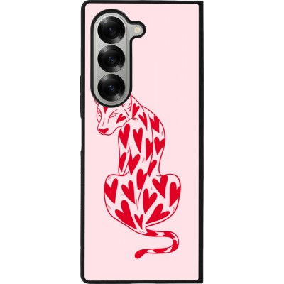 Samsung Galaxy Z Fold6 Case Hülle - Silikon schwarz Leopard with hearts 2026
