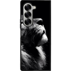 Coque Samsung Galaxy Z Fold6 - Silicone rigide noir Lion looking up