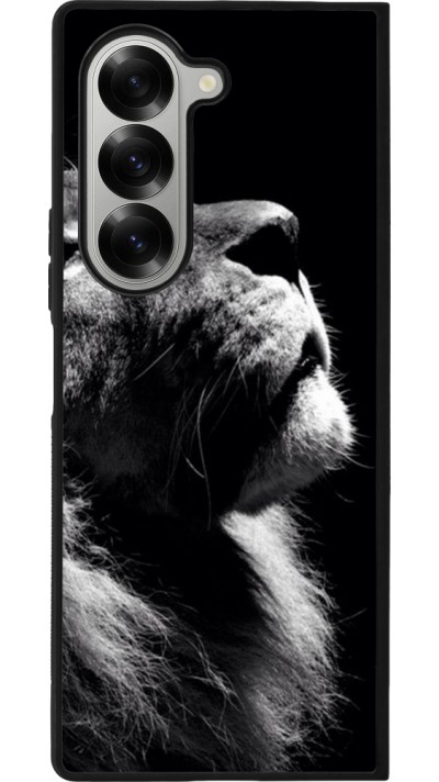 Coque Samsung Galaxy Z Fold6 - Silicone rigide noir Lion looking up