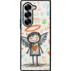 Coque Samsung Galaxy Z Fold6 - Silicone rigide noir Little Angel Sketch Love