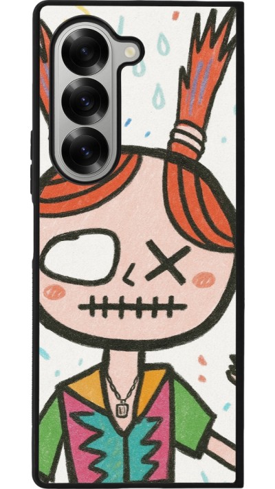 Coque Samsung Galaxy Z Fold6 - Silicone rigide noir Little Girl Sketch